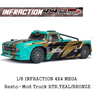 ARA4215V3T2 ARRMA 1/8 INFRACTION 4X4 MEGA Resto-Mod Truck RTR, TEAL/BRONZE