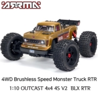 ARA4410V2T1 최신형 ARRMA 1:10 OUTCAST 4x4 4S V2 BLX RTR Stunt Truck Bronze