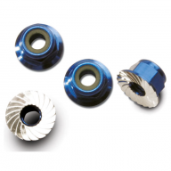 AX1747R Nuts aluminum flanged serrated (4mm) (blue-anodized) (4)