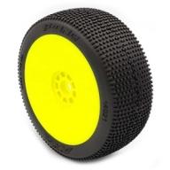 AKA14021QRY [최고품질]1/8 P1 Super Soft Long Wear Pre-Mounted Tires, Yellow EVO Wheels (2): Buggy