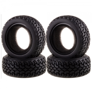 DTOW03012A (4PC, 한대분) 1/10 On Road Rubber Pull Tyres 4pcs/set (Black)