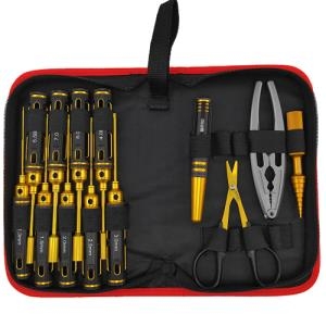 DTT11065 Premium Tool Bag - Big Handle Black Gold 13pcs Set