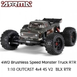 ARA4410V2T3 최신형 ARRMA 1:10 OUTCAST 4X4 4S V2 BLX Stunt Truck RTR, Gunmetal