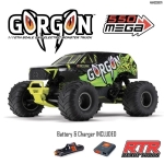 ARA3230ST1 1/10 GORGON 4X2 MEGA 550 브러시드 몬스터 트럭 RTR (배터리 및 USB 충전기 포함, 노란색)