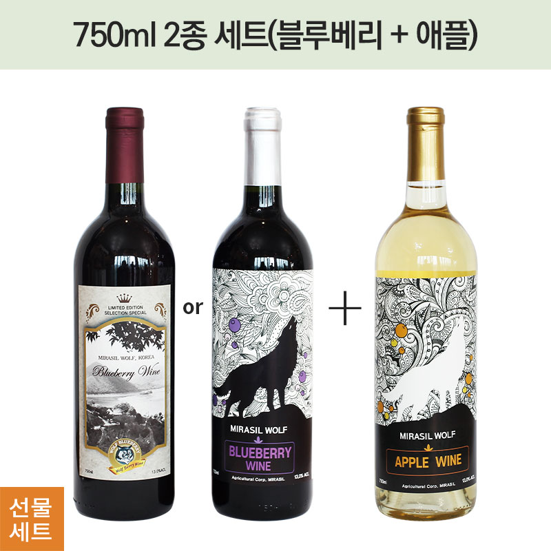 [선물세트](750ml 2종)블루베리(클래식/세미스윗中택1)+애플