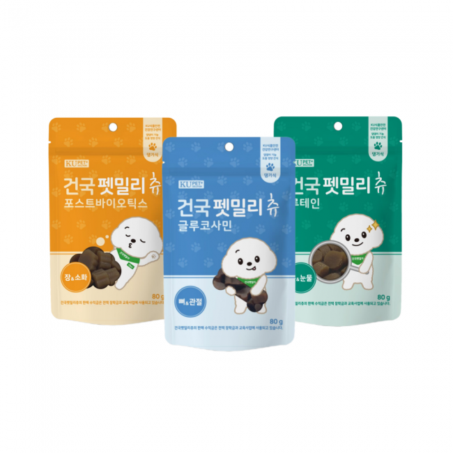 펫밀리츄 3종 체험팩(글루코사민 루테인 포스트바이오틱스) 80g x 3개입