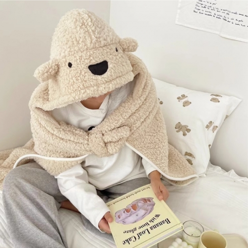 곰돌이 망토담요 후드 담요 입는 담요 귀여운 후드담요