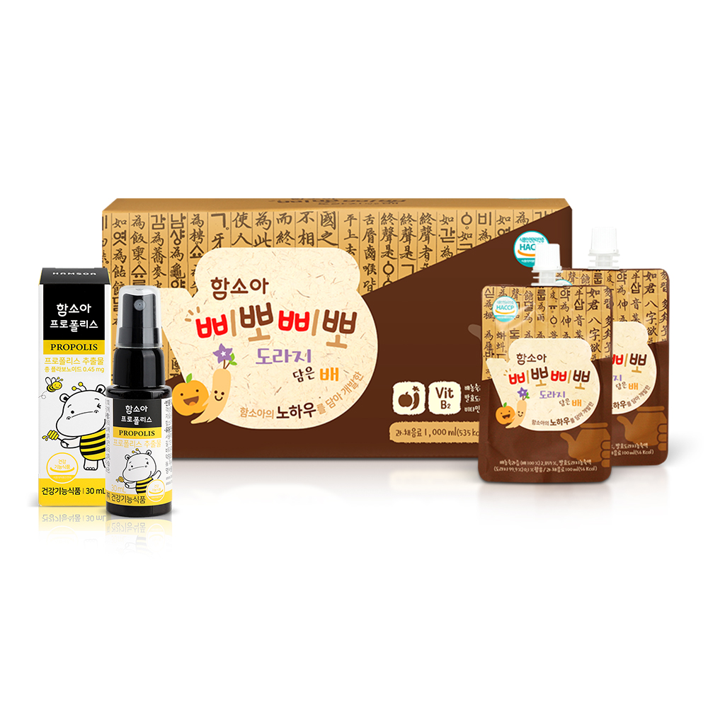 함소아 삐뽀삐뽀 도라지 담은 배 100ml x 10입+ 프로폴리스 30ml