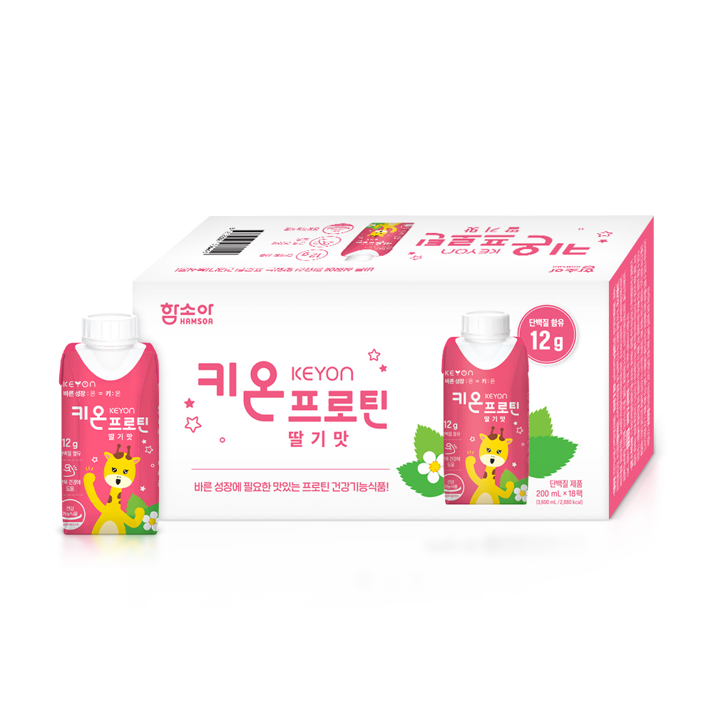 함소아 키온 KEYON 프로틴딸기맛 200 ml x 18팩[합배송 불가, 단독배송 품목]