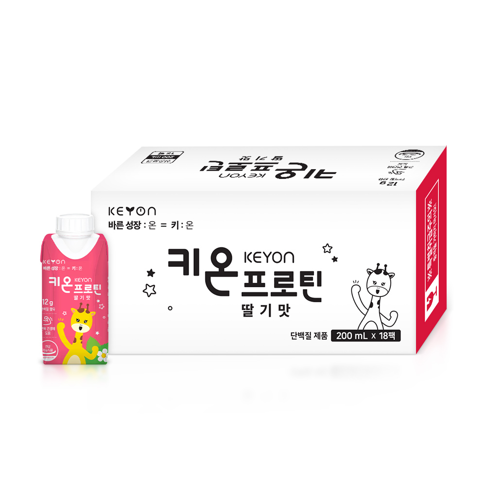 [🕹️가족오락관 특가]함소아 키온 KEYON 프로틴 딸기맛200 ml x 18팩[합배송 불가, 단독배송 품목]