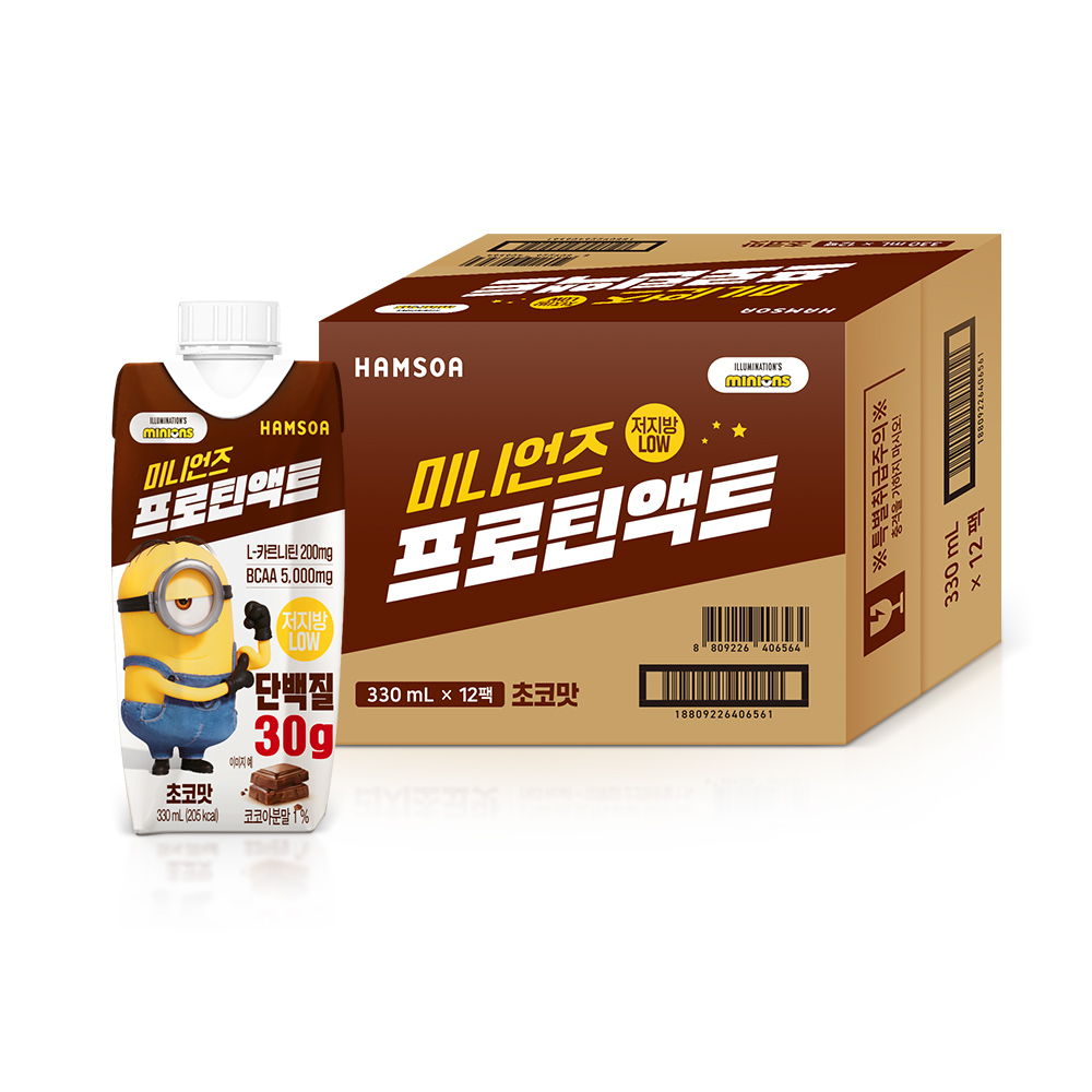 [12세 이상]함소아 미니언즈 프로틴액트 초코맛330ml x 12팩소비기한 : 2027-01-15
