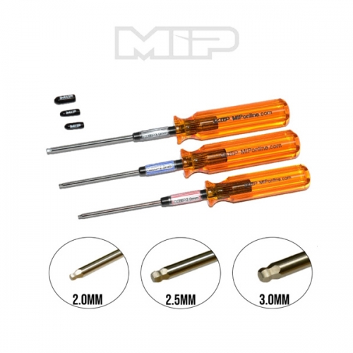 MIP 9506 헥스 드라이버 볼 렌치 세트 육각렌치 메트릭 (3), 2.0mm, 2.5mm, 및 3.0mm