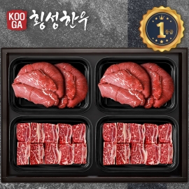 쿠가[냉장/냉동] 횡성한우 어사품 1등급 4구세트 [불고기+불고기+찜갈비+찜갈비] 2.4kg