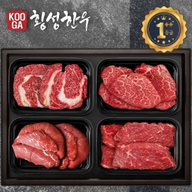 쿠가[냉장] 횡성한우 어사품 1++등급 4구세트 [등심+안심채끝+불고기+국거리] 1.2kg