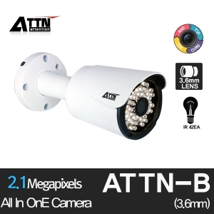 ATTN-B 1080p_720p 겸용 지원 AHD/TVI/CVI/SD 주/야간 감시  중형 실외 카메라 3.6mm IR 42EA