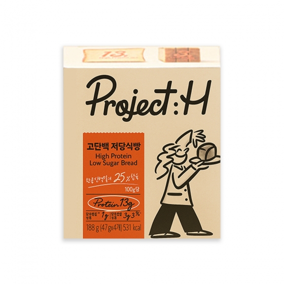 베이커피 프로젝트H 고단백 저당식빵 완제 4쪽 1박스