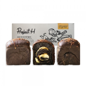 베이커피 프로젝트H 프로틴 저당 큐브식빵 먹물치즈 완제 3개입 1박스