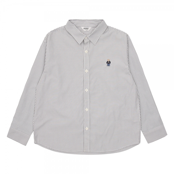 [에꼴리에] 봄 남자 베어자수 스트라이프 셔츠(23A1301)