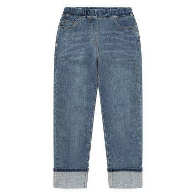 [소이] 여자 겨울이월 스트레이트롤업밴딩 기모블루진(23W0260)