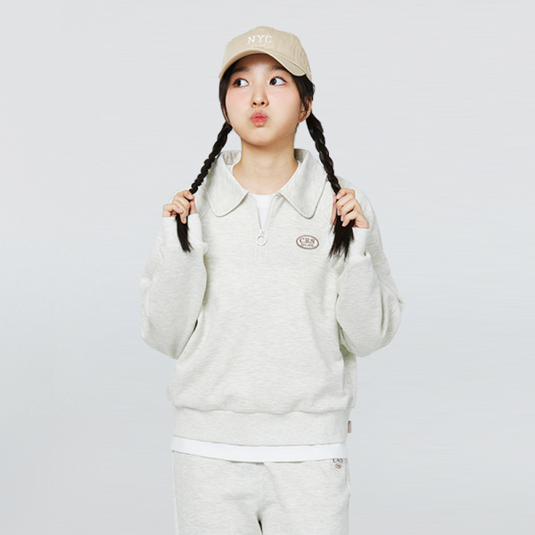 [소이] 여자 가을이월 오트밀카라맨투맨셋업티(24F0751)