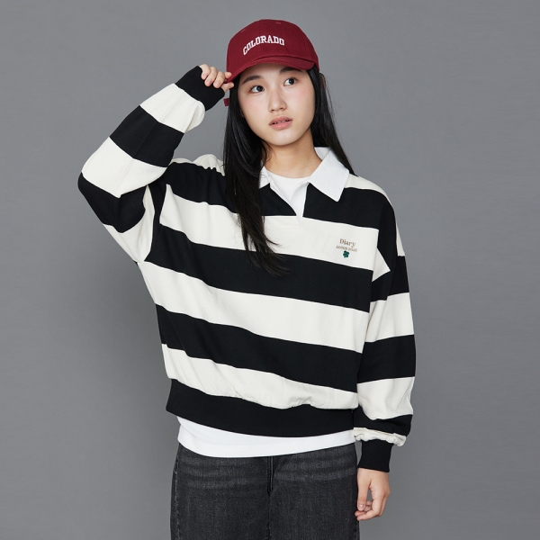 [소이] 여자 봄이월 스트라이프카라맨투맨티(24F5454)