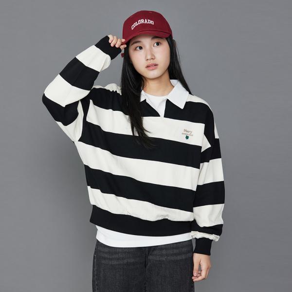 [소이] 여자 봄이월 스트라이프카라맨투맨티(24F5454)
