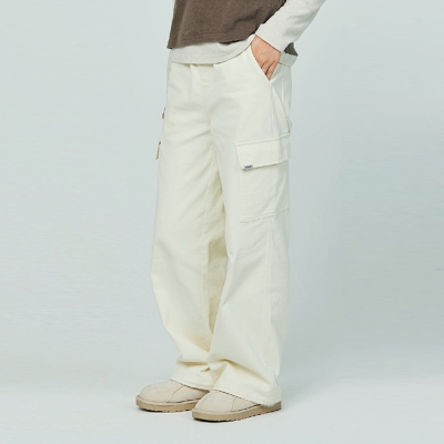 [소이] 여자 겨울이월 와이드카고밴딩 면기모바지(24W0254)