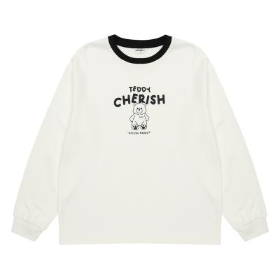 [에꼴리에] 여자 겨울이월 곰돌이일러스트립배색라운드티(24D0484)