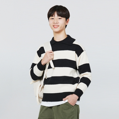 [소이] 남자 겨울이월 스트라이프카라니트티(24W5031)