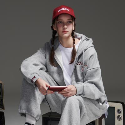 [틴톡] 여자 겨울이월 칼라 자수 기모 크롭 후드 점퍼(24RT751)