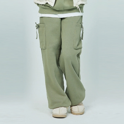 [소이] 여자 겨울이월 카키와이드카고기모바지(24W0255)