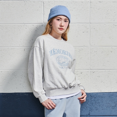 [에꼴리에] 여자 겨울이월 블루 후로킹 기모 맨투맨티(24D5453)