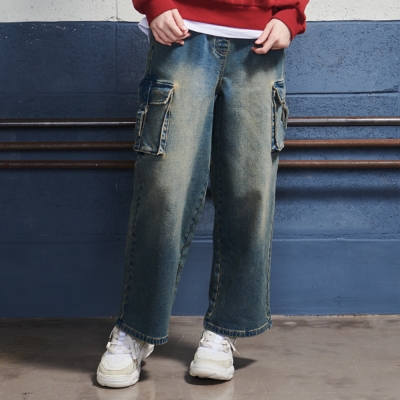 [에꼴리에] 여자 겨울이월 카고와이드 빈티지워싱진(24D5259)