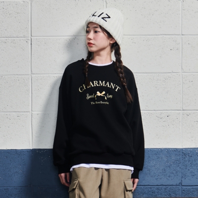 [에꼴리에] 여자 겨울이월 리본전사 루즈핏 맨투맨티(24D3460)