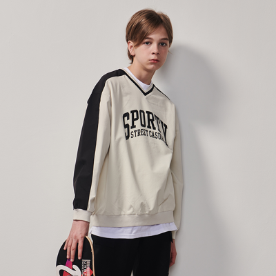 [에꼴리에] 남자 가을이월 스포티 브이넥 나일론 맨투맨티(25A5402)