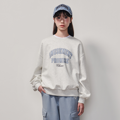 [에꼴리에] 여자 봄이월 블루레터링 특양면 맨투맨티(25A0751)