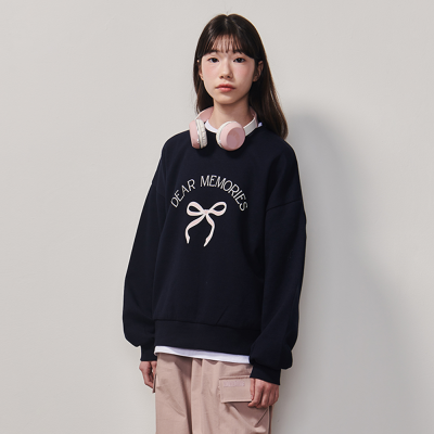 [에꼴리에] 여자 봄이월 볼륨소매 리본맨투맨티(25A0454)