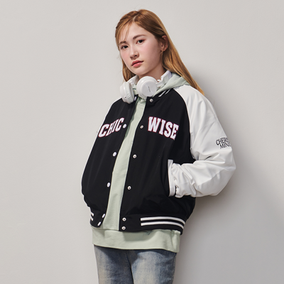 [에꼴리에] 여자 가을이월 칼라레터링스포티 야구점퍼(25A1152)