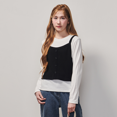 [에꼴리에] 여자 봄이월 뷔스티에 레이어드 티(25A3455)