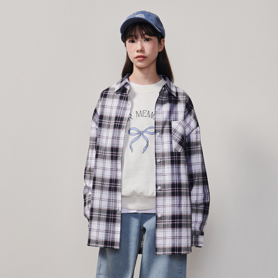 [에꼴리에] 여자 봄이월 오버핏 체크셔츠(25A3352)