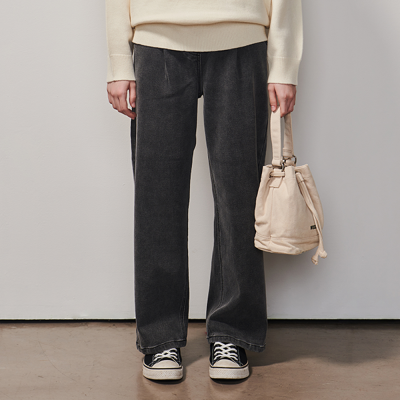 [에꼴리에] 여자 가을이월 다크그레이 원턱와이드진(25A1257)