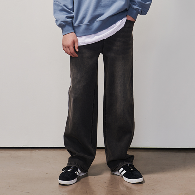 [에꼴리에] 남자 봄이월 와이드 빈티지 블랙워싱진(25A1204)