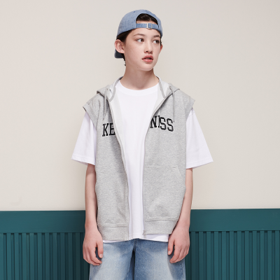 [에꼴리에] 남자 여름이월 빅로고 후드 오픈 조끼(25B0731)