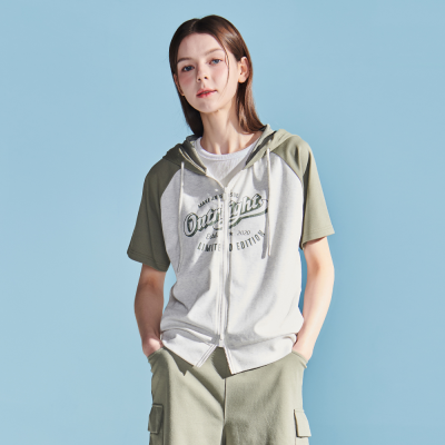 [틴톡] 여자 여름이월 배색 라글란 투웨이 후드 점퍼(25PT755)