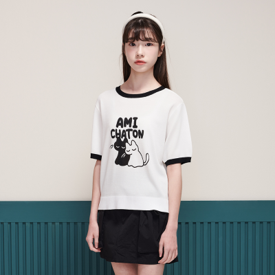 [에꼴리에] 여자 여름이월 캣프렌즈링거니트티(25B5081)