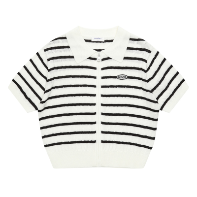 [에꼴리에] 여자 여름이월 스트라이프 케이블 집업 가디건(25B5084)