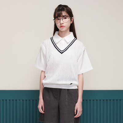 [에꼴리에] 여자 여름이월 셔츠레이어드니트조끼(25B5082)
