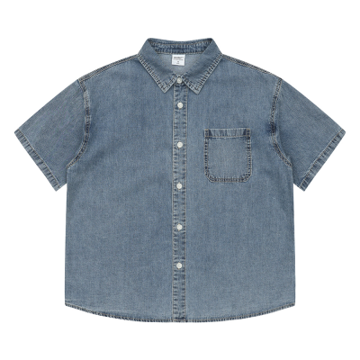 [에꼴리에] 남자 여름이월 5부 워싱빈티지 블루데님셔츠(25B5302)