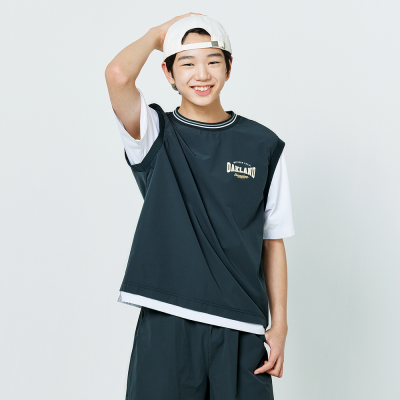 [소이] 남자 여름이월 5부 레이어드 쿨스판 조끼티(25M1707)