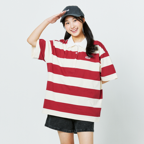 [소이] 여자 여름신상 5부 루즈핏 스트라이프 카라티(25M1469)